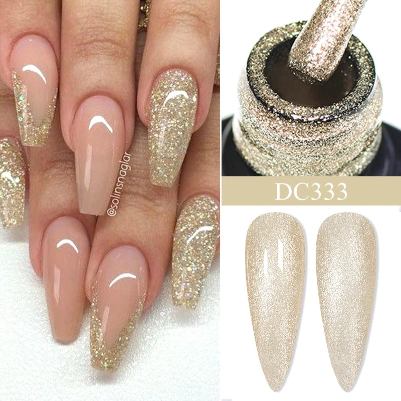 Mtssii 7ml Glitter Reflective Rubber Base Gel Polish - Laser Sparkling Semi-Permanent Soak Off UV Nail Varnish for Stunning Nail Art