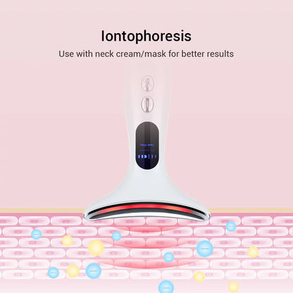 Neck and Face Firming Treatment Tool - Double Chin Reducer with LED Therapy, Thermal and Vibration Technologies for Youthful Skin