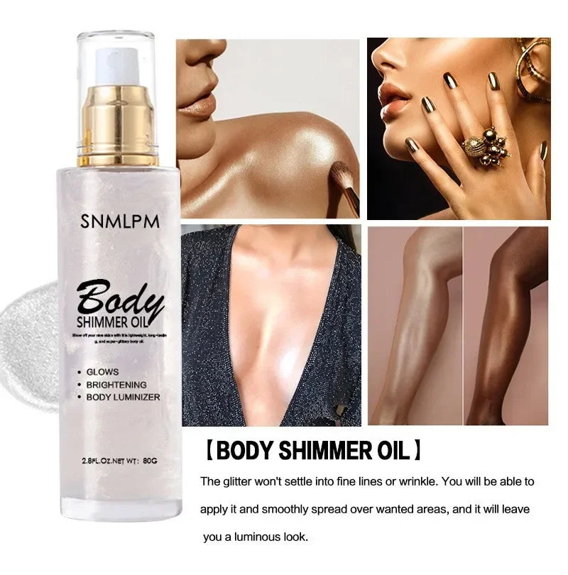 Radiant Glow: 80G Diamond Muscle Glitter Oil for Face & Body Brightening and Repair