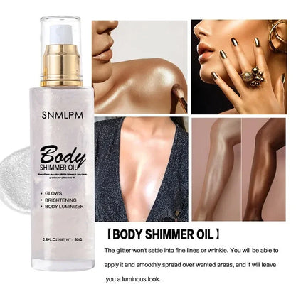 Radiant Glow: 80G Diamond Muscle Glitter Oil for Face & Body Brightening and Repair