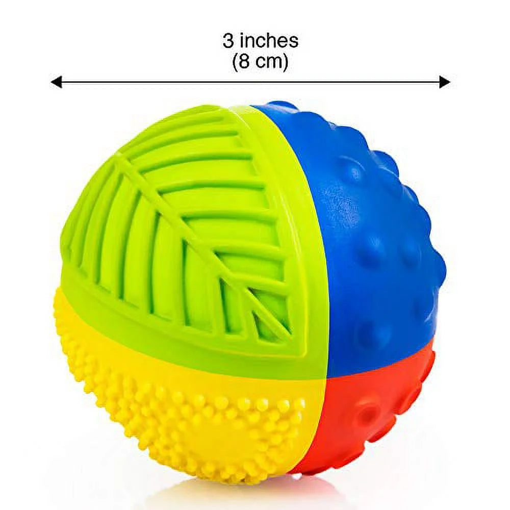 Pure Natural Rubber Sensory Ball (3") RAINBOW - SEALED HOLE, All Natural Sensory Toy, Promotes Sensory Development, Bright Colors, Perfect Bouncer, BPA Free, PVC Free, Hole Free Sensory Ball for Baby
