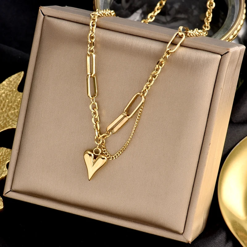Luxury Titanium Steel Square Necklace Feeling Roman Digital Good Luck Leter Pendant Neck Chain Sexy Girl Jewelry