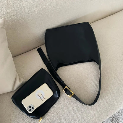 Chic Minimalist PU Leather Crossbody Bag for Women - Versatile All-Match Shoulder Handbag for Work
