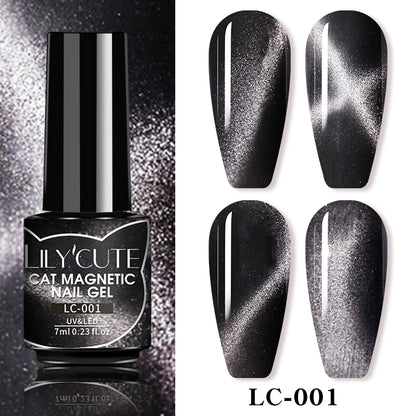 3-in-1 Platinum Rose Gold Cat Magnetic Gel Nail Polish - 7ML Moonlight Glitter UV Varnish for Stunning Semi-Permanent Manicures