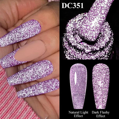 Mtssii 7ml Glitter Reflective Rubber Base Gel Polish - Laser Sparkling Semi-Permanent Soak Off UV Nail Varnish for Stunning Nail Art