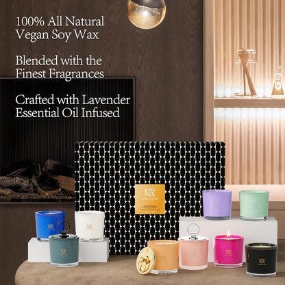 Luxury Aromatherapy Scented Candle Gift Set | 9 Premium Soy Candles with Magnetic Gift Box | Essential Oil Infused | 140 Hour Burn Time