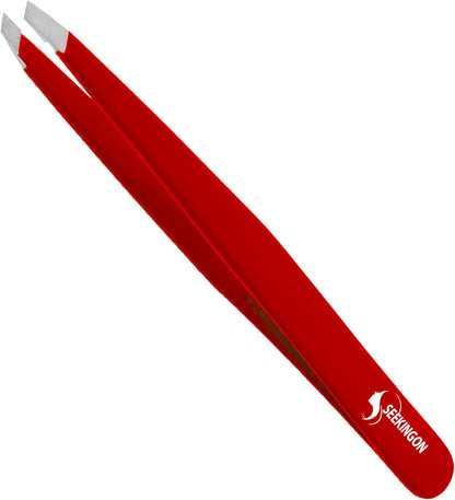 Precision Slant Tweezers for Women & Men - Sharp, Non-Slip Grip for Flawless Hair Removal and Ingrown Hair Plucking - Elegant Silver Design