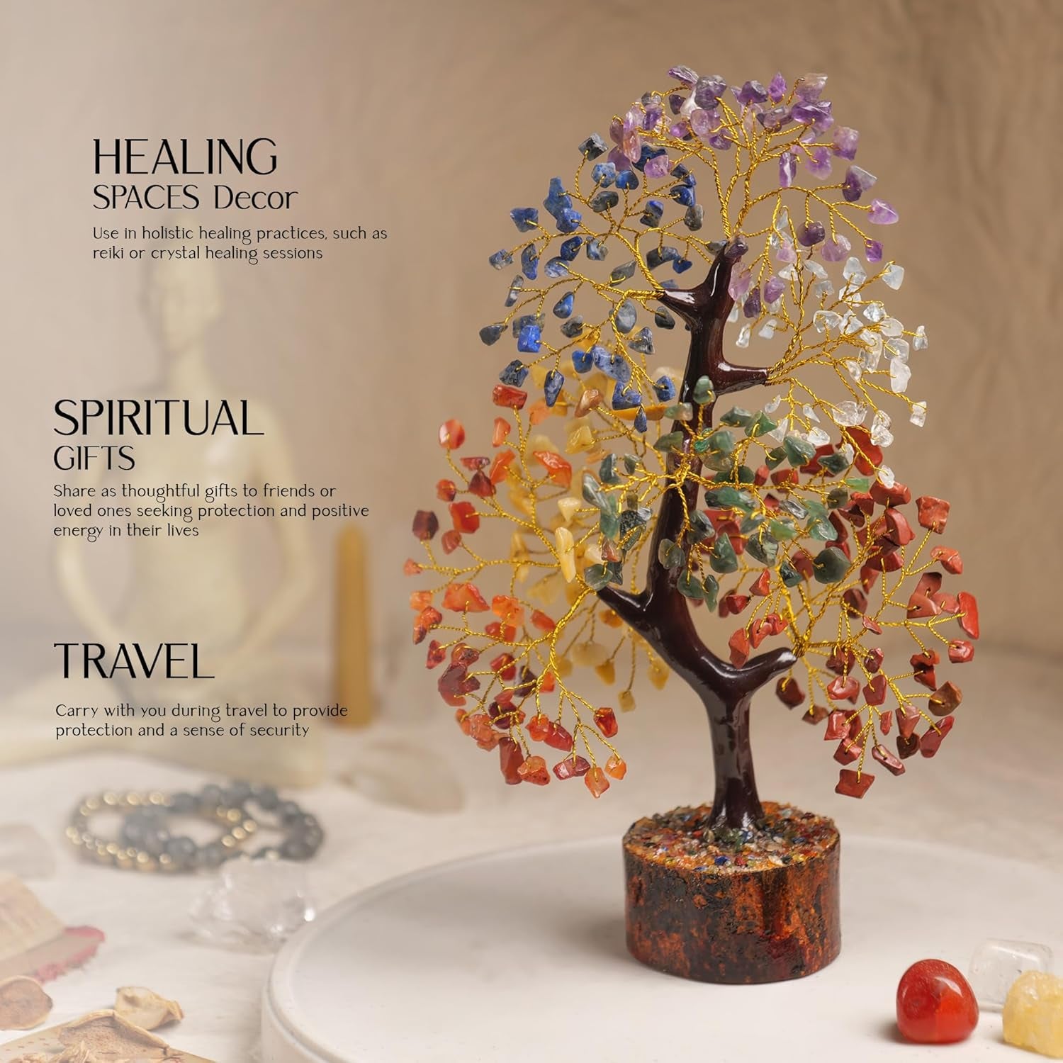 Enchanting 7 Chakra Tree of Life with Healing Crystals - Perfect for Home Decor & Thoughtful Gifts!