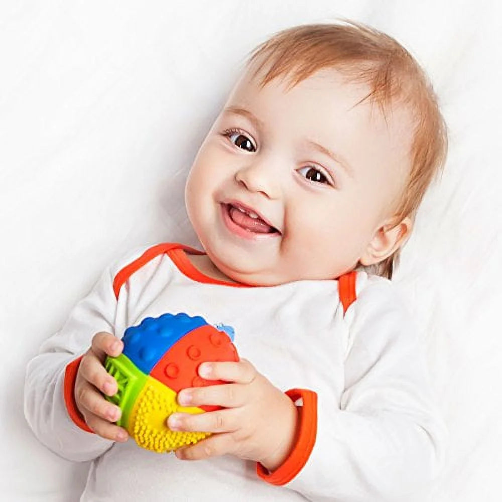 Pure Natural Rubber Sensory Ball (3") RAINBOW - SEALED HOLE, All Natural Sensory Toy, Promotes Sensory Development, Bright Colors, Perfect Bouncer, BPA Free, PVC Free, Hole Free Sensory Ball for Baby