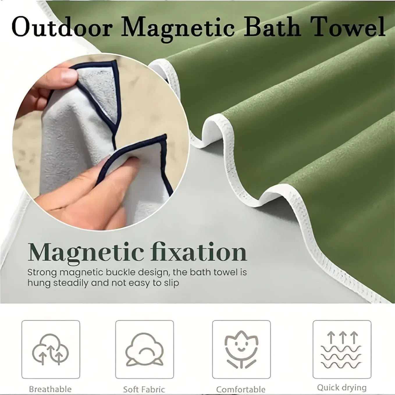 Quick-Dry Magnetic Bath Towel - Ultimate Multifunctional Beach Towel for Surfing and Changing Clothes