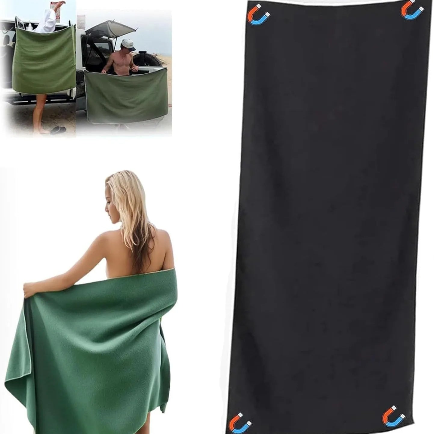 Quick-Dry Magnetic Bath Towel - Ultimate Multifunctional Beach Towel for Surfing and Changing Clothes