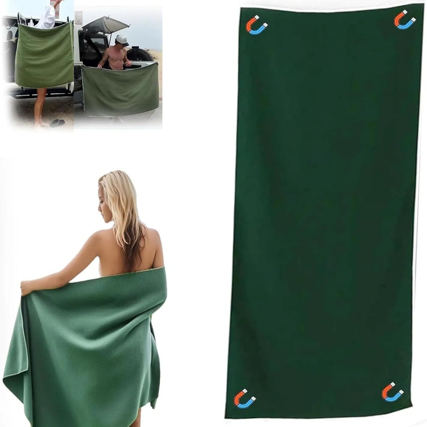 Quick-Dry Magnetic Bath Towel - Ultimate Multifunctional Beach Towel for Surfing and Changing Clothes