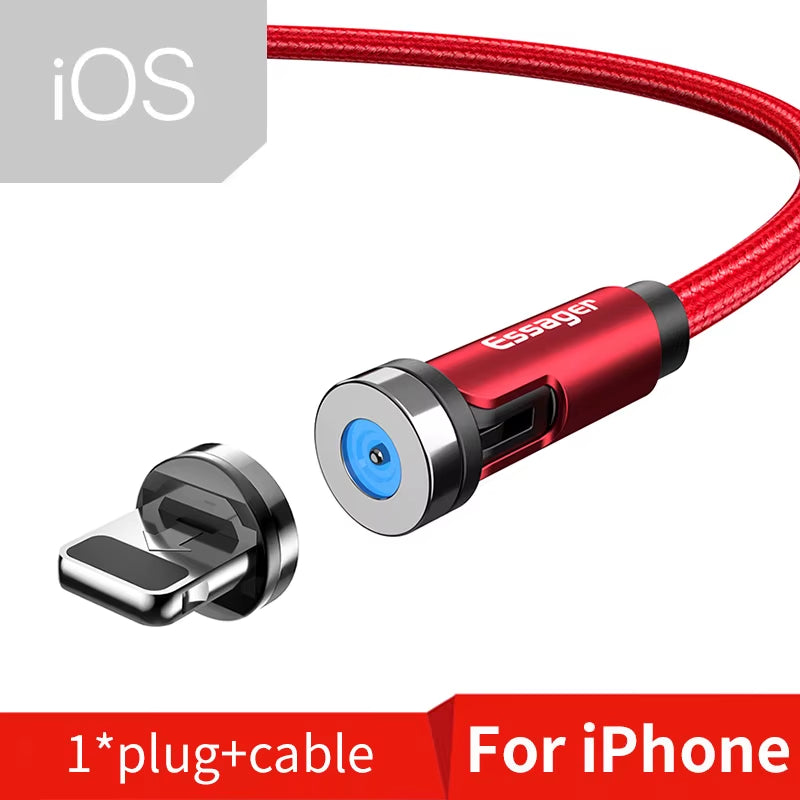 540 Rotate Magnetic Cable Fast Charging Magnet Charger Micro USB Type C Cable Mobile Phone Wire Cord for Iphone Xiaomi
