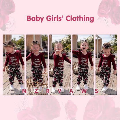 Adorable 3-Piece Floral Ruffle Sleeve Outfit Set for Baby Girls - Perfect Fall/Winter Gift (0-4T)
