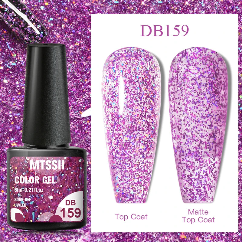 Mtssii 7ml Glitter Reflective Rubber Base Gel Polish - Laser Sparkling Semi-Permanent Soak Off UV Nail Varnish for Stunning Nail Art