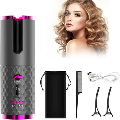 Ceramic Hair Curler: Rechargeable, Cordless, and Auto Rotating for Effortless Styling